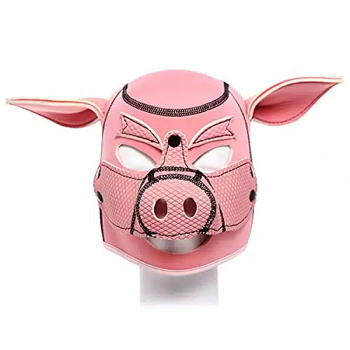 QUYUWOWO Piggy Mask Full Head Mask Neoprene Animal Head Mask Costume Pig Head Masks (Pink)