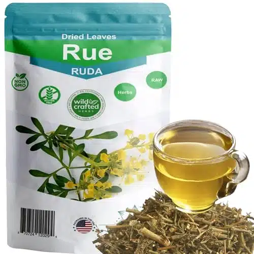RUE Dried Herbs Peruvian Ruda oz (gr) + CUPS Ruda Seca, Ruda Graveolens, Natural Dried Tea Herbs, Ruda Rue Herbal Tea, Resealable Bag, Fresh Aroma & Taste (. oz)