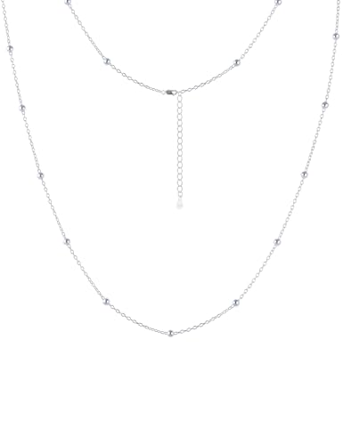 Waitsoul Solid Sterling Silver Cuban Shain Necklaces for Women Satellite Chain Necklace,mm Silver Cuban Chain Necklace Satellite Cuban Chain +Inches