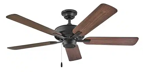 Hinkley Metro Inch Low Profile Ceiling Fan No Light   Indoor Ceiling Fan with Dual Mount for Bedroom, Kitchen, Living Room   Wood Ceiling Fan with Reversible Blades, Matte Bla